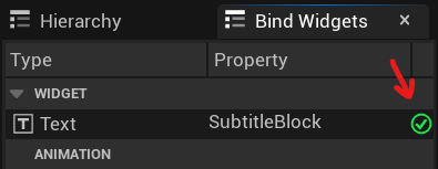 Screenshot of the Bind Widgets window
